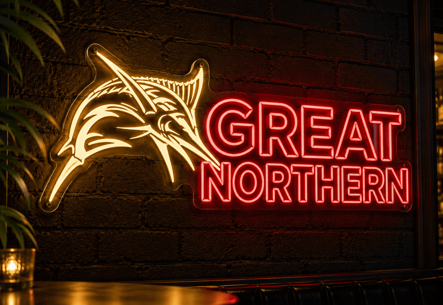Great Northern LED neon sign (generated example)